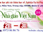 Tuần vàng khuyến mãi nhân dịp ngày Nhà giáo Việt Nam tại Hà Nội Chào mừng ngày Nhà giáo Việt Nam, giảm học phí cho các học viên đăng ký tại khu vực phía Nam