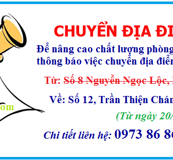 Thông báo chuyển địa điểm về số 12 Trần Thiện Chánh, P12, Q10, TPHCM Thông báo chuyển địa điểm về số 12 Trần Thiện Chánh, P12, Q10, TPHCM